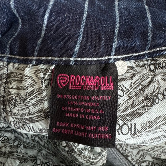 Rock & Roll Denim High Rise Striped Trouser Jeans -Long - Picture 6 of 7